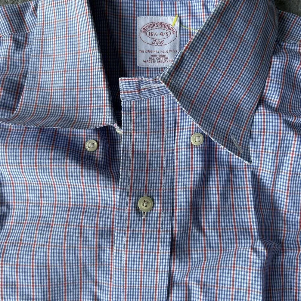 Brooks Brothers 346 Shirt 16.5 4/5 Men's Blue The Original Polo Shirt All Cotton - Picture 11 of 12